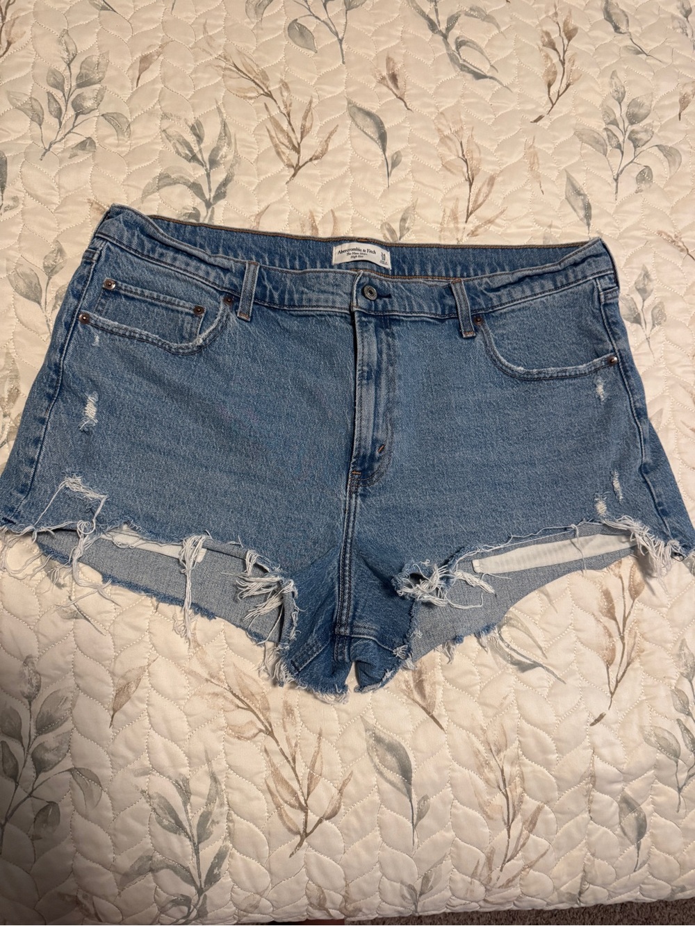 Abercrombie & Fitch Blue Distressed Denim Cutoff Shorts